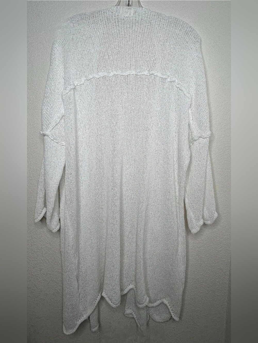 POL White Open-Front Duster Cardigan with Patch Pockets Sz S - Picture 2 of 14